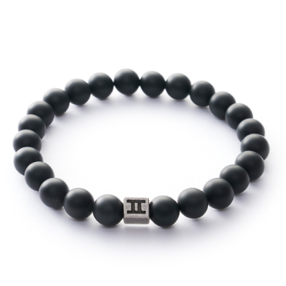 Image de GEMINI - Bracelet homme Pierre Naturelle Noir Mat