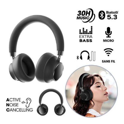 Image de AKASHI - Casque Sans Fil a Reduction de Bruit Noir